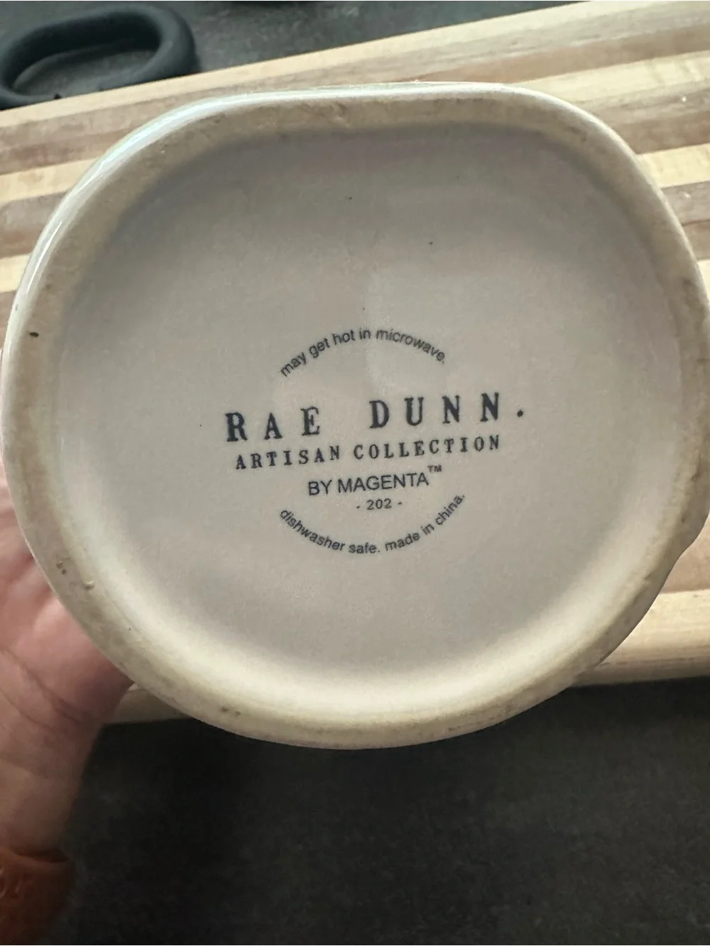 Rae Dunn White Ceramic Mug with Black 